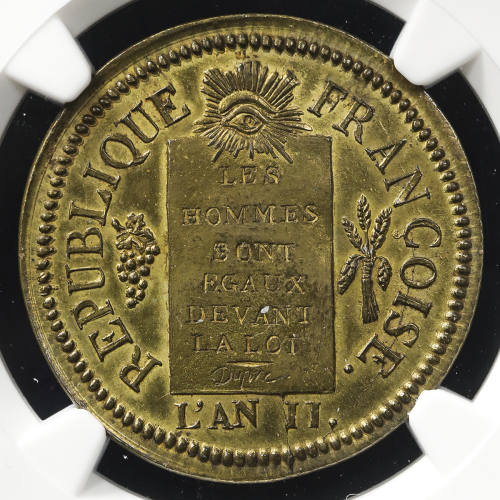 FRANCE 1st Rep 第一共和政(1792~1804) Essai Sol.aux Balances1793(AN-II)AA NGC-MS63 UNC