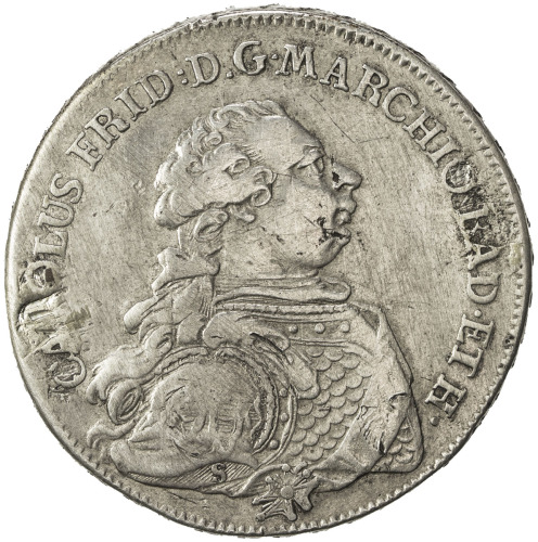 World Coins - Europe，BADEN: Karl Friedrich, 1738-1811, AR thaler (27.69g), 1766-S/W, KM-117, repaire
