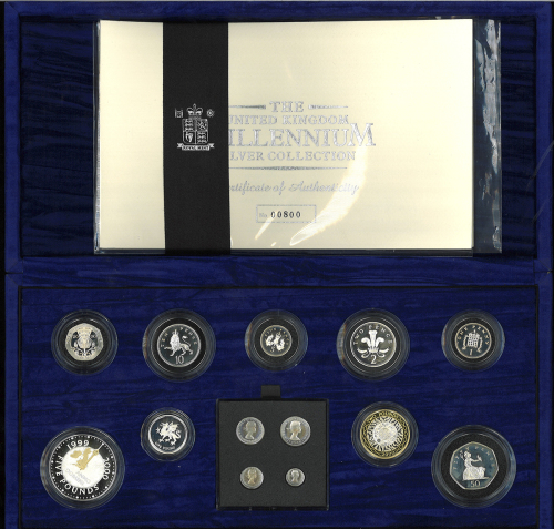 GREAT BRITAIN Elizabeth II エリザベス2世(1952~) Millennium Silver Proof Set 2000 オリジナ儿ケース入り with original 