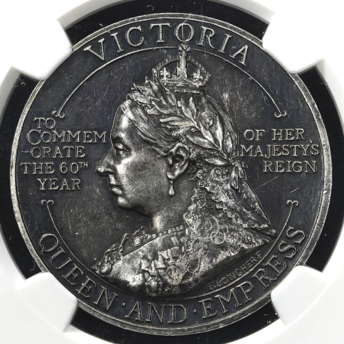 GREAT BRITAIN Victoria ヴィクトリア(1837~1901) AR Medal 1896 NGC-MS62 AU~UNC