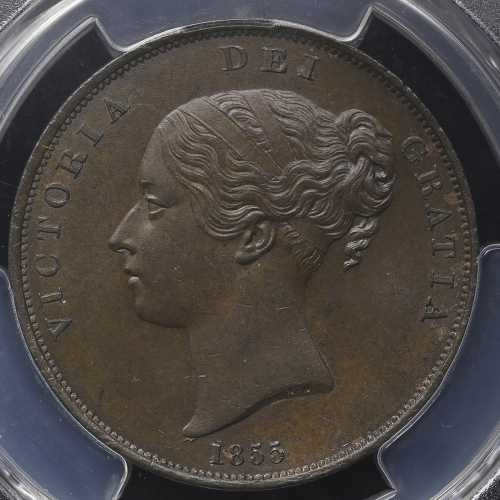 GREAT BRITAIN Victoria ヴィクトリア(1837~1901) Penny 1855 PCGS-MS62BN AU~UNC