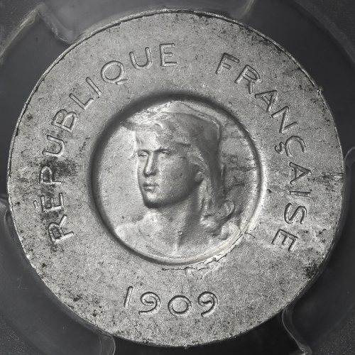 FRANCE 3rd Rep 第三共和政(1870~1940) Essai 10Centimes 1909 PCGS-SP63 见本打UNC