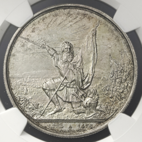 SWITZERLAND Shooting Festival 射击节 5Francs 1874 NGC-MS62 AU/UNC