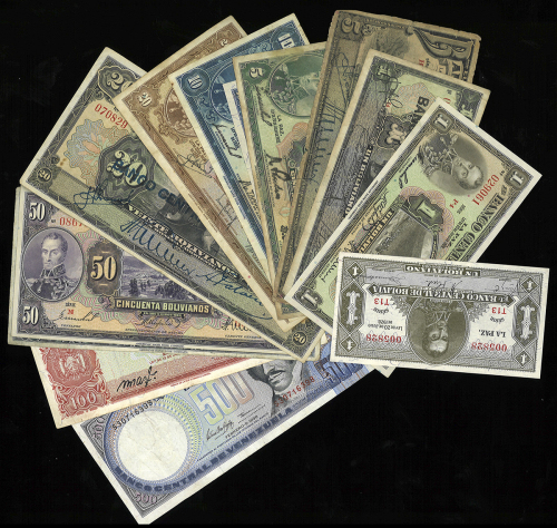 BOLIVIA ボリビア Paper Money 纸币各种 返品不可 要下见 Sold as is No returns F~UNC
