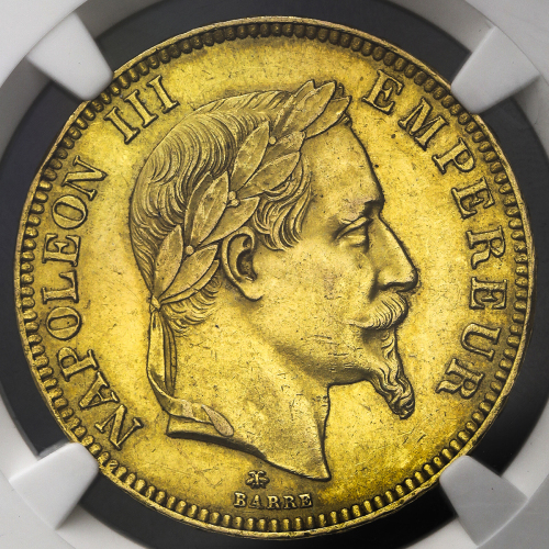 FRANCE Napoleon III ナポレオン3世(1852~70) 100Francs 1867A NGC-AU58 EF+
