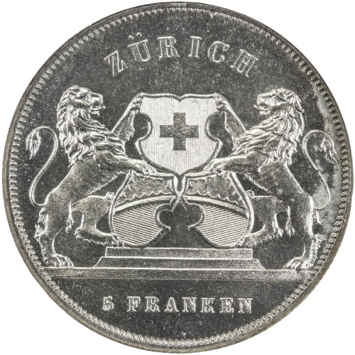 World Coins - Europe，SWITZERLAND: AR 5 francs, 1859, Bruce-XS5, Federal Shooting Festival in Zürich,