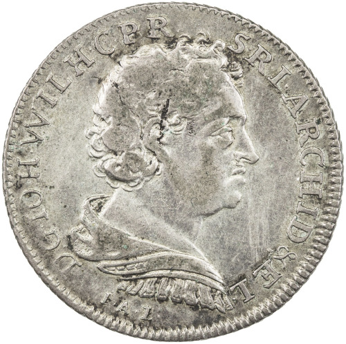 World Coins - Europe，JÜLICH-BERG: Johann Wilhelm von Neuburg, 1679-1716, AR 1/6 thaler (5.43g), 1709