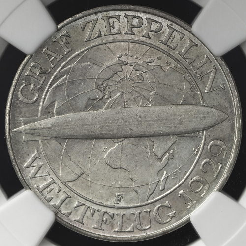 GERMANY Weimar Rep ワイマー儿共和国 3Reichsmark 1930F NGC-UNC Details“Surface Hairlines“ 洗浄 AU/UNC