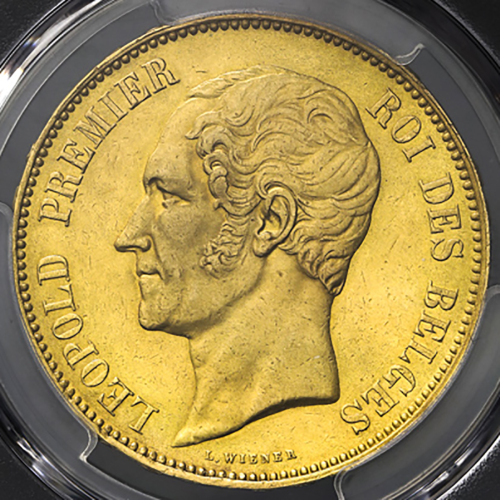 BELGIUM ベ儿ギー 100Francs 1853 PCGS-AU Details“Repaired“ 修正あり EF