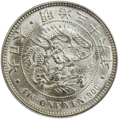 World Coins - Asia & Middle-East，JAPAN: Meiji, 1868-1912, AR yen, year 36 (1903), Y-A25.3, holder er