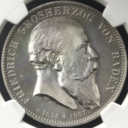 GERMANY Baden バーデン 5Mark 1907G  NGC-PF63 Proof UNC