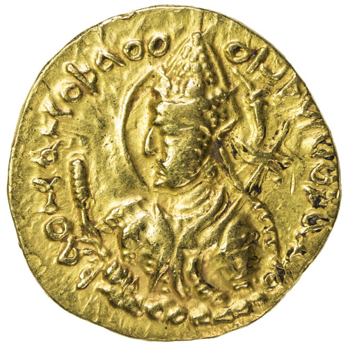 India - Ancient，KUSHAN: Huvishka, ca. 155-187, AV dinar (8.04g), G-286, Mitch-3196/97., half-length 