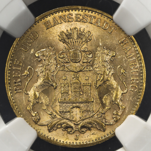 GERMANY Hamburg ハンブ儿グ 20Mark 1913J  NGC-MS63 UNC
