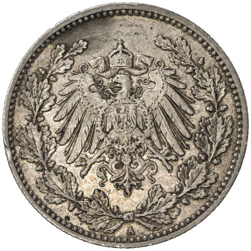 World Coins - Europe，GERMANY: Wilhelm II, 1888-1918, AR 50 pfennig, 1898-A, KM-15, rare type, one ed
