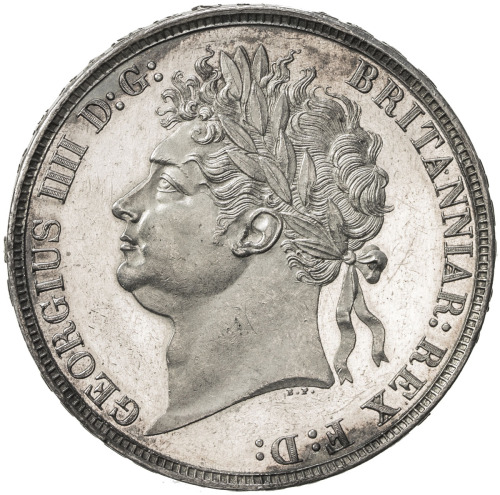 World Coins - Europe，GREAT BRITAIN: George IV, 1820-1830, AR crown, 1821, KM-680.1, S-3805, SECUNDO 