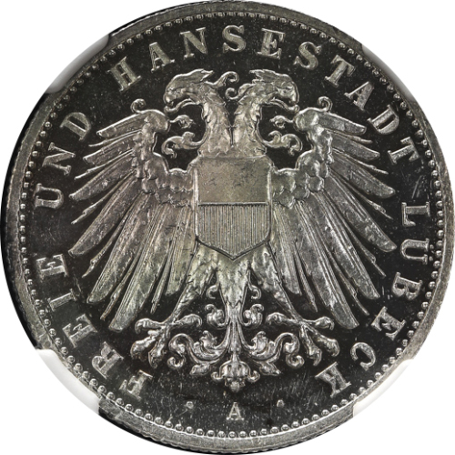 GERMANY Lubeck リューベック 2Mark 1912A  NGC-Proof Details“Rim Damage“ 縁に製造时のキズ Proof -UNC