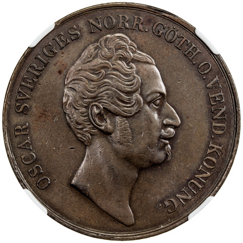 World Coins - Europe，SWEDEN: Oscar I, 1844-1859, AE 4 skilling, 1849, KM-467, Cr-168, brown, NGC gra