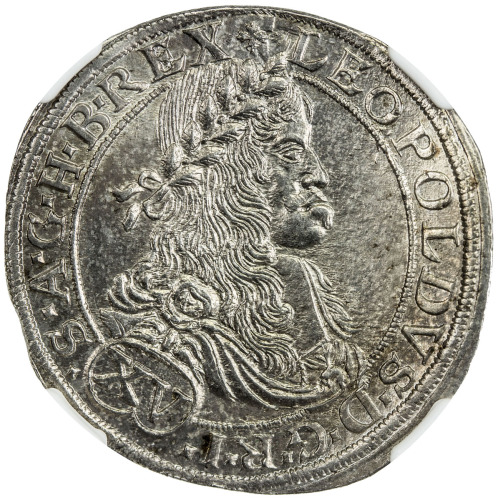 World Coins - Europe，AUSTRIA: Leopold I, 1657-1705, AR 15 kreuzer, Vienna, 1664, KM-1682, CA mintmas