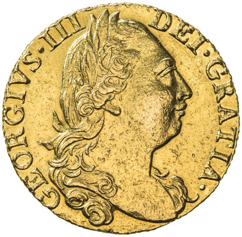 World Coins - Europe，GREAT BRITAIN: George III, 1760-1820, AV guinea, 1777, KM-604, S-3728, cleaned 