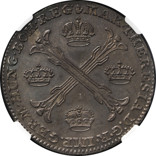Austrian Netherlands オーストリア领ネーデ儿ラント Kronentaler 1755(h) NGC-MS64 トーン UNC+