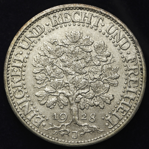 GERMANY Weimar Rep ワイマー儿共和国 5Reichsmark 1928J EF