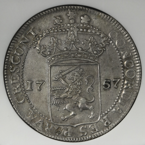 NETHERLANDS Zeeland ゼ―ラント Silver Ducat 1757 NGC-AU58 EF+
