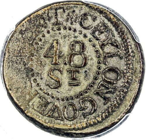 World Coins - Asia & Middle-East，CEYLON: George III, 1760-1820, AR 48 stivers, 1808, KM-77, PCGS gra