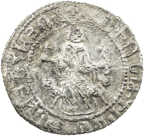 World Coins - Europe，ARMENIA: Levon I, 1198-1219, AR double tram (5.42g), Ner-268var, king seated on