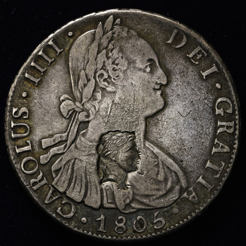 MEXICO メキシコ 8Reals 1805TH  返品不可 要下见 Sold as is No returns 表里にナポレオン(ファンタジー?)加刻印あり VF+