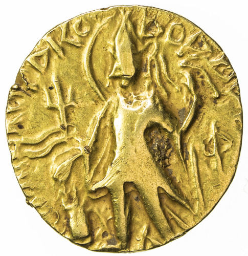 India - Ancient，KUSHAN: Vasishka, ca. 250-260, AV dinar (7.79g), Mitch-3551/53, crude standing king,