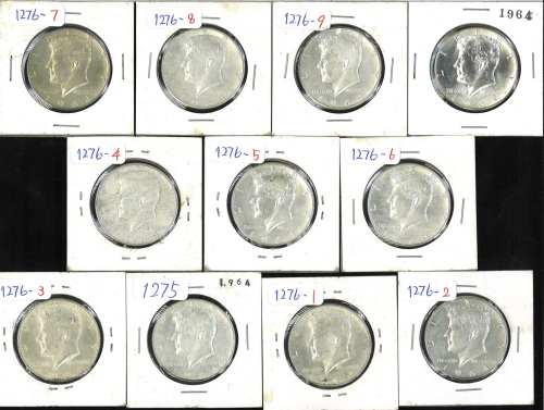 USA アメリカ合众国 50Cents 1964,64D(×10)  计11枚组 11pcs 返品不可 要下见 Sold as is No returns VF～UNC