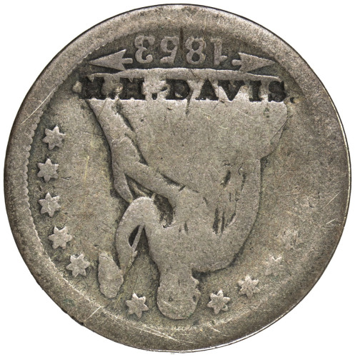 US Coins, Tokens & Medals，UNITED STATES:Brunk D-150, VF, Merchant counterstamp M. H. DAVIS on Seated