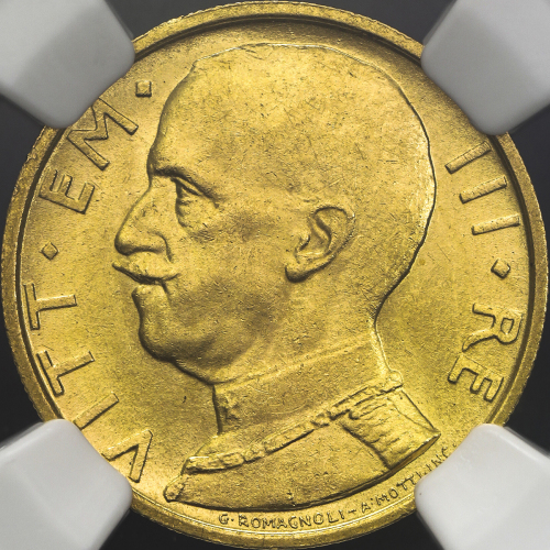 ITALY Kingdom 统一王国 50Lire 1931R NGC-MS62 -UNC