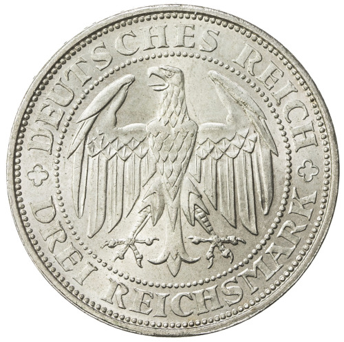 World Coins - Europe，GERMANY: AR 3 mark, 1929-E, KM-65, commemorating the 1000th anniversary of the 