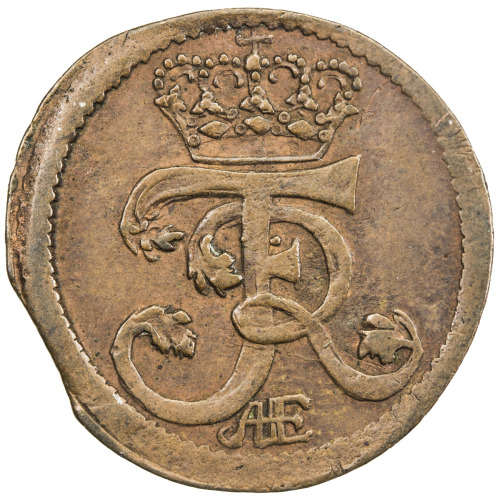World Coins - Europe，SILESIA: Friedrich II, of Prussia, 1740-1786, AE denar (1.59g), 1746-AE/W, KM-9