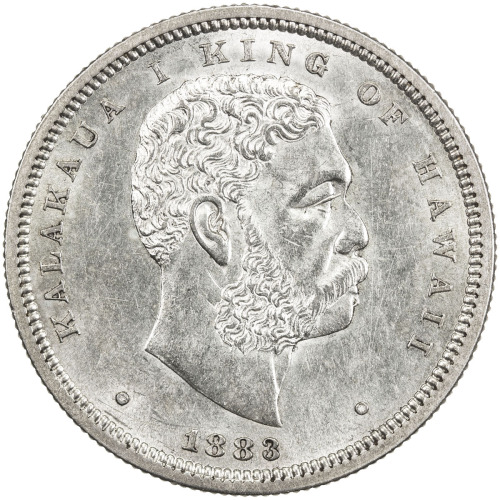 World Coins - Australia & Pacific，HAWAII: Kalakaua, 1874-1891, AR half dollar (hapalua), 1883, KM-6,