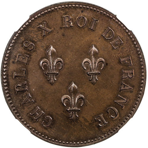 World Coins - Europe，FRANCE: Charles X, 1824-1830, AE 5 francs, 1824, Maz-898A, CHARLES X ROI DE FRA