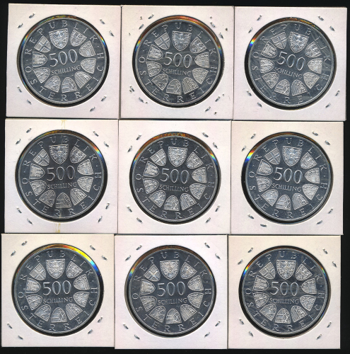 AUSTRIAN Lot オーストリア ロット 500Schilling 1985(×3),1986(×3),1987(×2),1988 返品不可 要下见 Sold as is No returns 