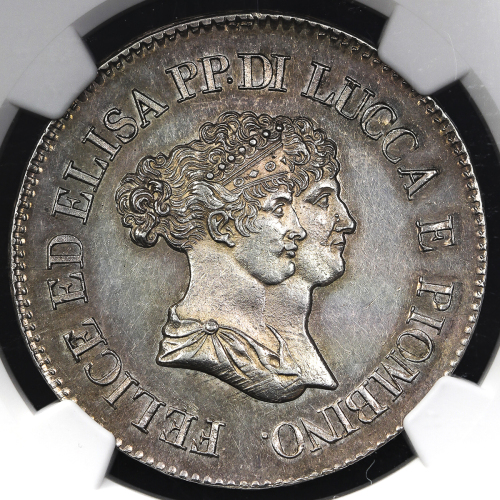 ITALY Lucca 儿ッカ 5Franchi 1805 NGC-MS61 プ儿ーフライク AU