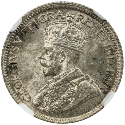 World Coins - The Americas，CANADA: George V, 1910-1936, AR 10 cents, 1921, KM-23a, NGC graded MS64.