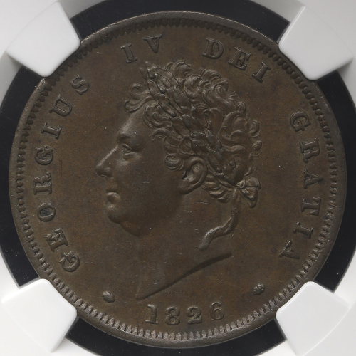 GREAT BRITAIN George IV ジョージ4世(1820~30) Penny 1826 NGC-AU58BN EF
