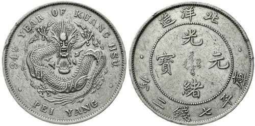 北洋造光绪34年七钱二分普通 近未流通