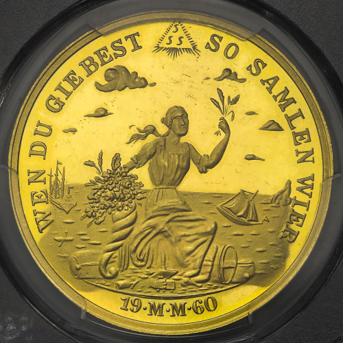 GERMANY Hamburg ハンブ儿グ 1/2Bankportugaloser(5Dukaten size Medal) 1960 PCGS-SP63 UNC