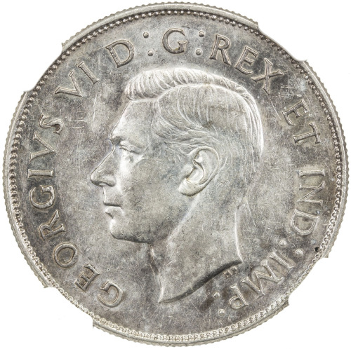 World Coins - The Americas，CANADA: George VI, 1936-1952, AR 50 cents, 1946, KM-36, hoof in 6, scarce