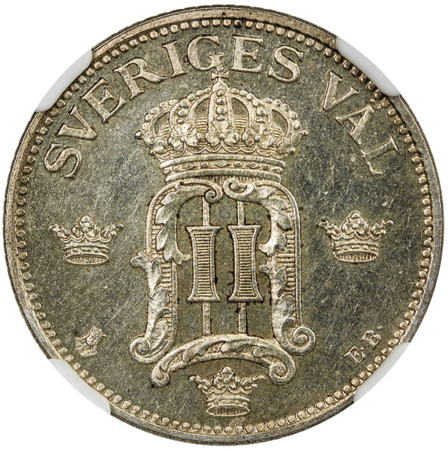 World Coins - Europe，SWEDEN: Oscar II, 1872-1907, AR 50 öre, 1907, KM-771, initials EB, NGC graded P