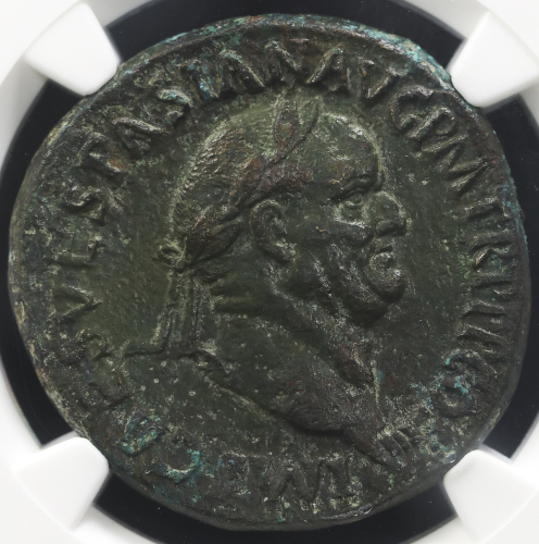 Roman Empire ローマ帝国 AE Sestertius Vespasian ヴェスパシアヌス AD69~79 NGC-Ch.XF“Strike5/5 Surface2/5 Fine Styl