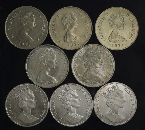 GIBRALTAR ジブラ儿タ儿 25New Pence 1971(×3)/Crown 1967(×2),93(×2),94 返品不可 要下见 Sold as is No returns Proof