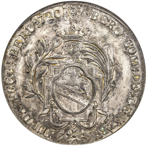 World Coins - Europe，BEROMÜNSTER: AR ½ thaler, ND (1720 and later), KM-4var, cf. Inwyler-48, coat of