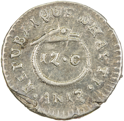 World Coins - The Americas，HAITI: Republic, AR 12 centimes, AH 12 (1815), KM-11, bold strike with tr