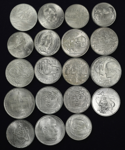 CZECHSLOVAKIA チェコスロバキア 10Korun 1964,66/25Korun 1965,68,70(×3)/50Korun 1971,73,78,79,86,87/100Korun 1